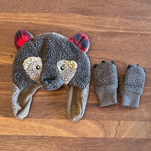 Gap toddler's brown bear hat gloves set